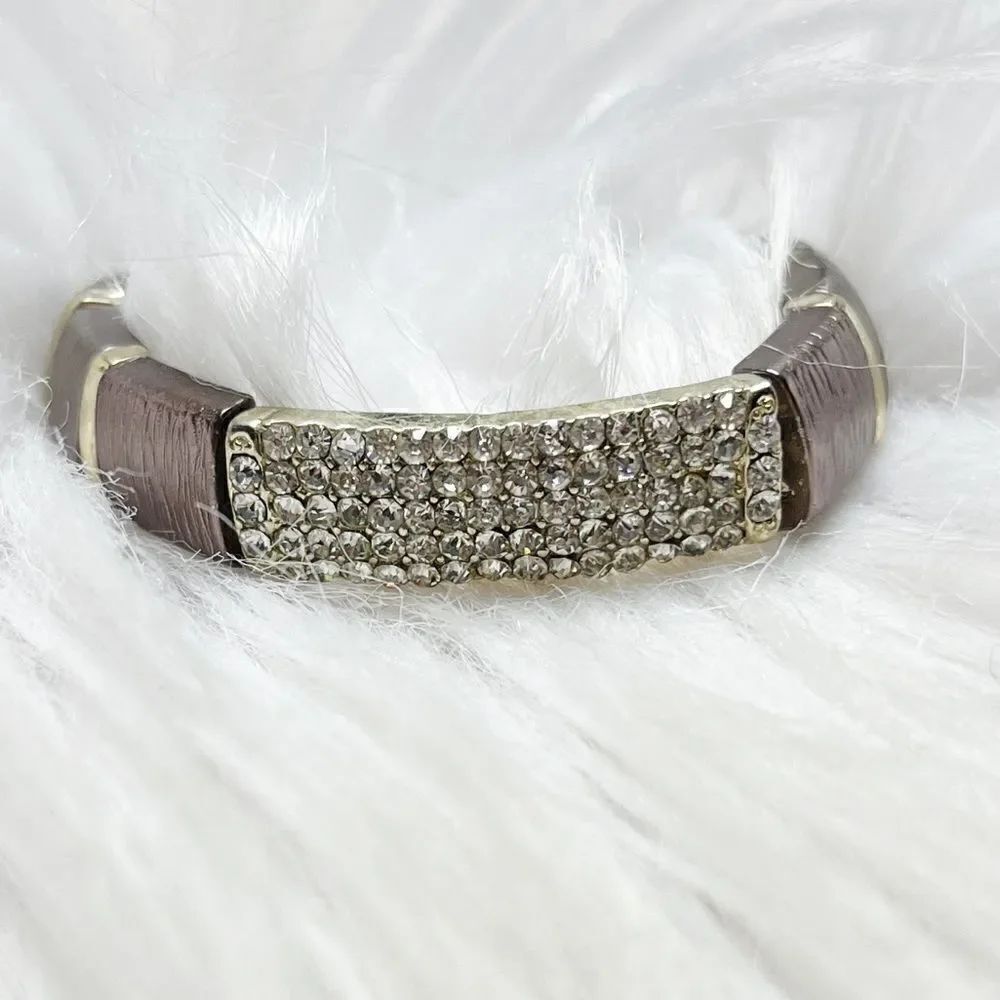 Fashion Square & Rhinestone Bracelet Rose Gold Elastic